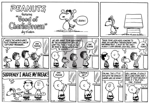 Peanuts on Sunday April 23, 1967 Comic Strip