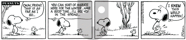 Peanuts on Thursday November 2, 1995 Comic Strip