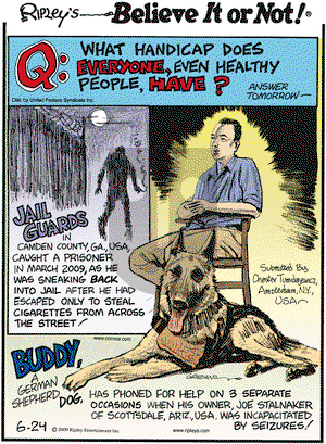 Ripley's Believe It or Not on Wednesday June 24, 2009 Comic Strip