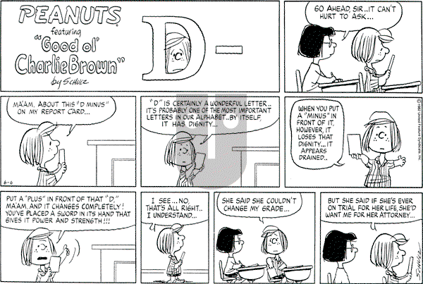 Peanuts - Sunday June 6, 1982 Comic Strip