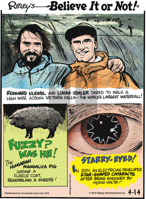 Ripley's Believe It or Not on Tuesday April 14, 2015 Comic Strip
