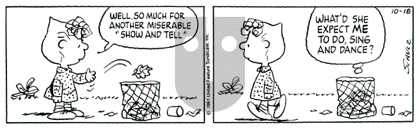 Peanuts on Friday October 18, 1991 Comic Strip