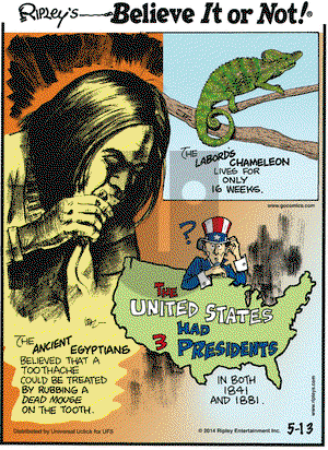 Ripley's Believe It or Not on Tuesday May 13, 2014 Comic Strip