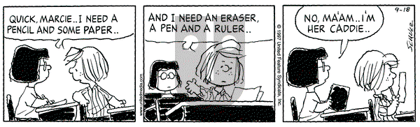 Peanuts - Thursday September 18, 1997 Comic Strip