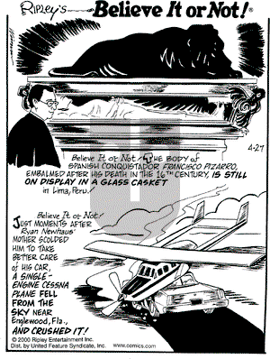 Ripley's Believe It or Not on Thursday April 27, 2000 Comic Strip