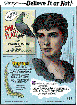 Ripley's Believe It or Not on Monday July 18, 2016 Comic Strip