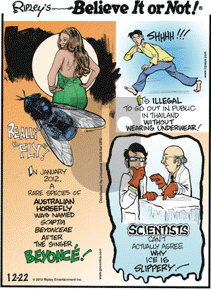 Ripley's Believe It or Not on Saturday December 22, 2012 Comic Strip