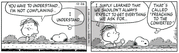 Peanuts on Saturday December 26, 1998 Comic Strip