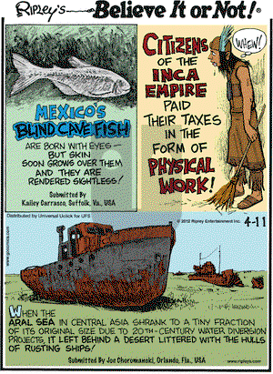 Ripley's Believe It or Not on Wednesday April 11, 2012 Comic Strip