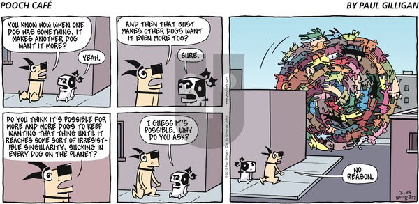 Pooch Cafe on Sunday March 29, 2015 Comic Strip