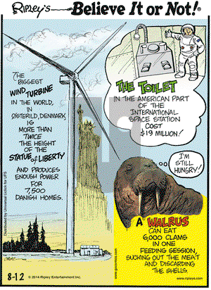 Ripley's Believe It or Not on Tuesday August 12, 2014 Comic Strip