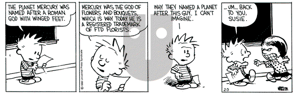 Calvin and Hobbes on Wednesday February 3, 1988 Comic Strip