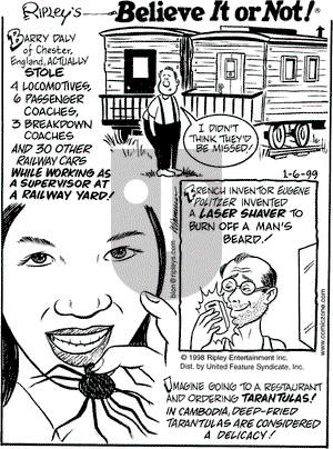 Ripley's Believe It or Not on Wednesday January 6, 1999 Comic Strip