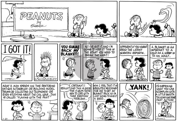 Peanuts on Sunday January 21, 1962 Comic Strip