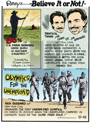 Ripley's Believe It or Not on Tuesday August 18, 2009 Comic Strip