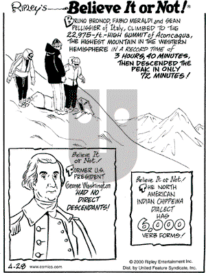 Ripley's Believe It or Not on Friday April 28, 2000 Comic Strip