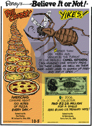 Ripley's Believe It or Not on Tuesday October 5, 2010 Comic Strip