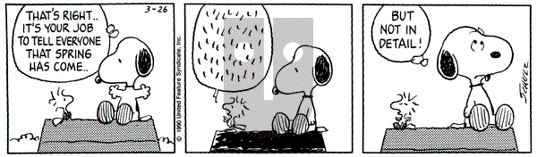 Peanuts on Monday March 26, 1990 Comic Strip