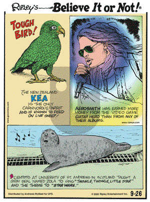 Ripley's Believe It or Not on Saturday September 26, 2020 Comic Strip