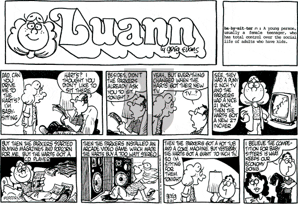 Luann on Sunday August 21, 1988 Comic Strip