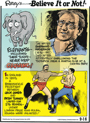 Ripley's Believe It or Not on Monday September 16, 2013 Comic Strip