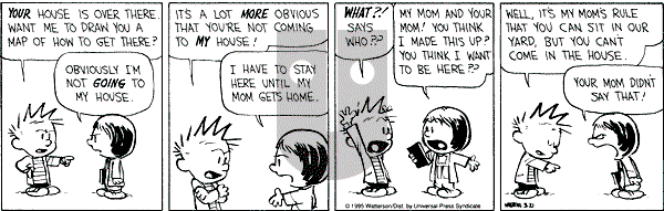 Calvin and Hobbes - Tuesday March 21, 1995 Comic Strip