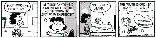 Peanuts on Saturday November 16, 1985 Comic Strip