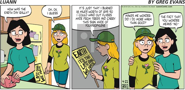 Luann on Sunday April 22, 2018 Comic Strip