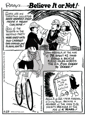 Ripley's Believe It or Not on Saturday April 29, 2000 Comic Strip
