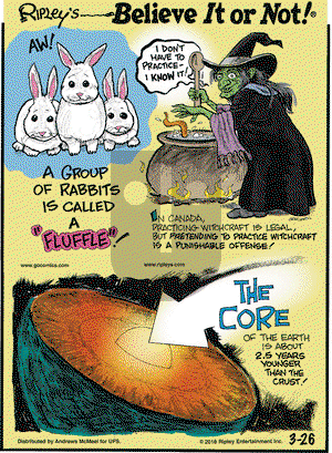 Ripley's Believe It or Not on Monday March 26, 2018 Comic Strip