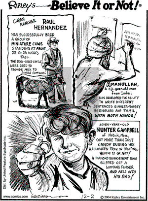 Ripley's Believe It or Not on Thursday December 2, 2004 Comic Strip