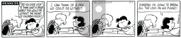 Peanuts on Monday May 1, 1967 Comic Strip
