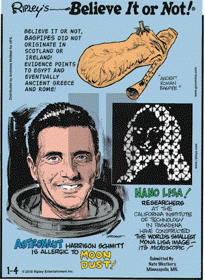 Ripley's Believe It or Not on Thursday January 4, 2018 Comic Strip