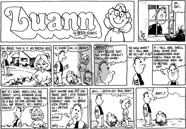 Luann on Sunday November 19, 1989 Comic Strip