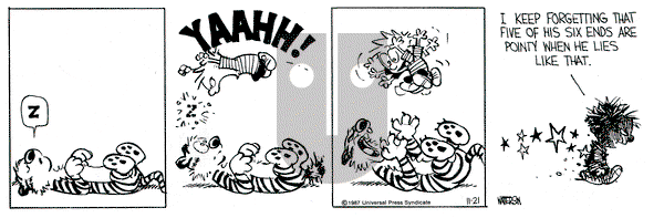 Calvin and Hobbes on Saturday November 21, 1987 Comic Strip