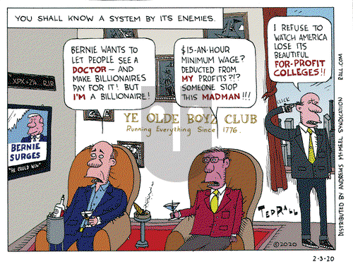 Ted Rall on Monday February 3, 2020 Comic Strip