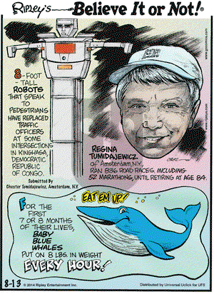 Ripley's Believe It or Not on Wednesday August 13, 2014 Comic Strip