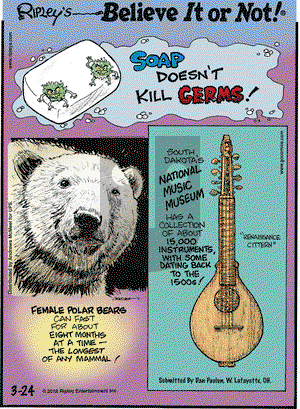 Ripley's Believe It or Not on Saturday March 24, 2018 Comic Strip
