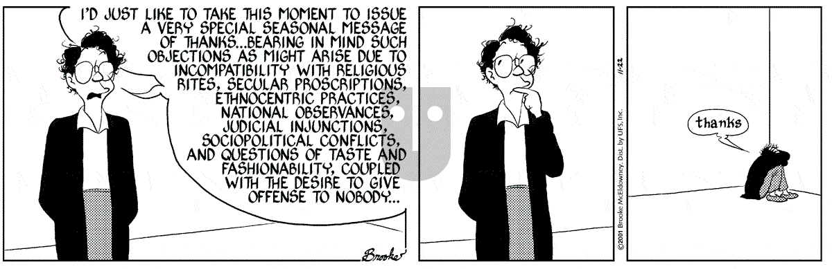 9 Chickweed Lane - Thursday November 22, 2001 Comic Strip