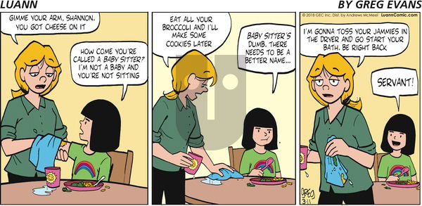 Luann on Sunday March 11, 2018 Comic Strip