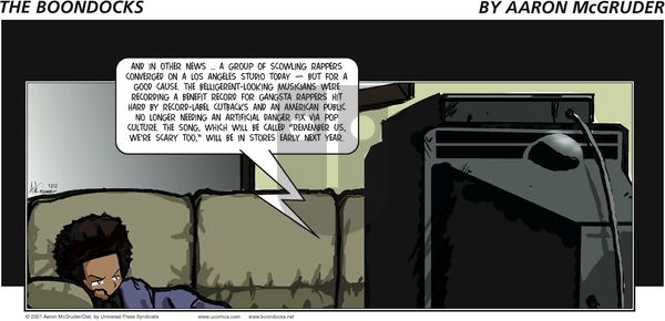 The Boondocks on Sunday December 2, 2001 Comic Strip
