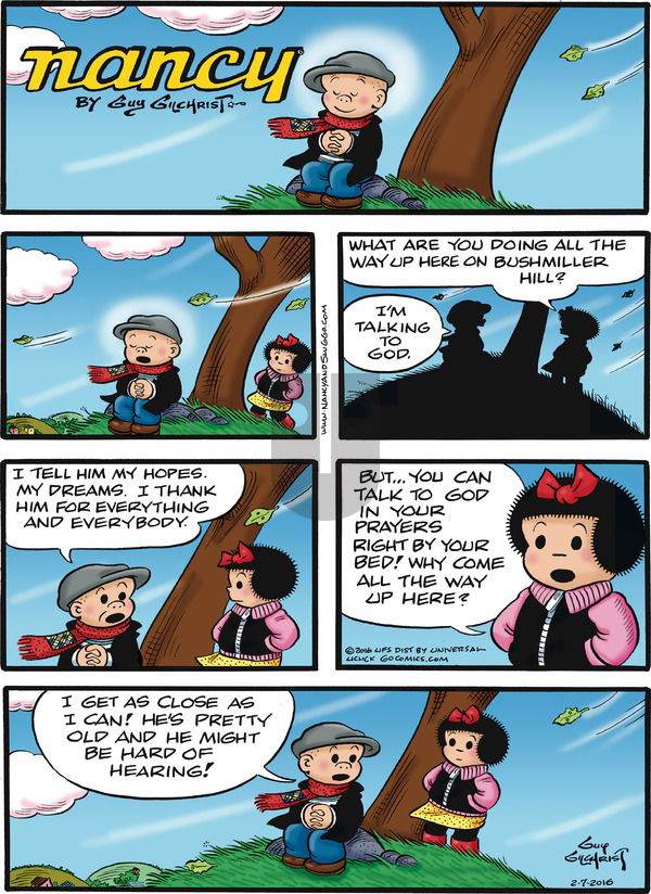Nancy on Sunday February 7, 2016 Comic Strip
