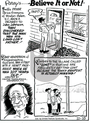 Ripley's Believe It or Not on Thursday October 18, 2001 Comic Strip
