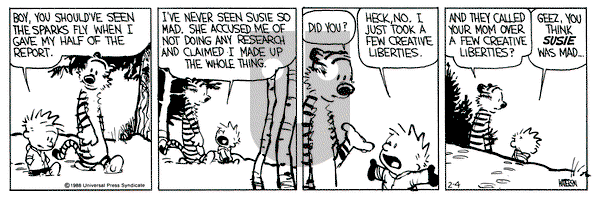 Calvin and Hobbes on Thursday February 4, 1988 Comic Strip