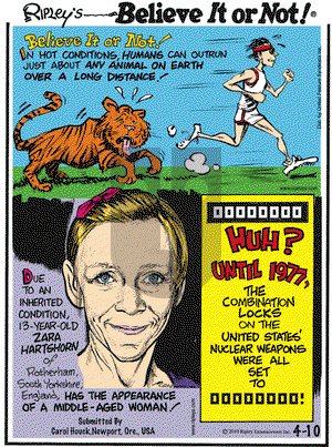 Ripley's Believe It or Not on Saturday April 10, 2010 Comic Strip