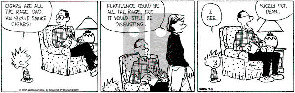 Calvin and Hobbes on Wednesday March 8, 1995 Comic Strip