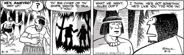 Alley Oop on Monday August 16, 1976 Comic Strip