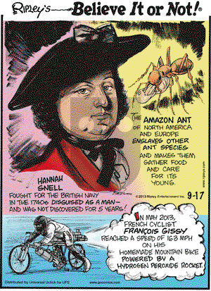 Ripley's Believe It or Not on Tuesday September 17, 2013 Comic Strip