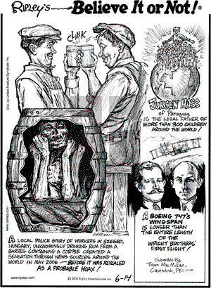 Ripley's Believe It or Not on Friday August 25, 2006 Comic Strip