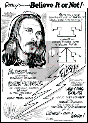 Ripley's Believe It or Not on Saturday December 22, 2007 Comic Strip